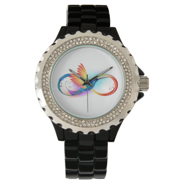 Rainbow Hummingbird med oändlighetssymbol Armbandsur (Framsida)