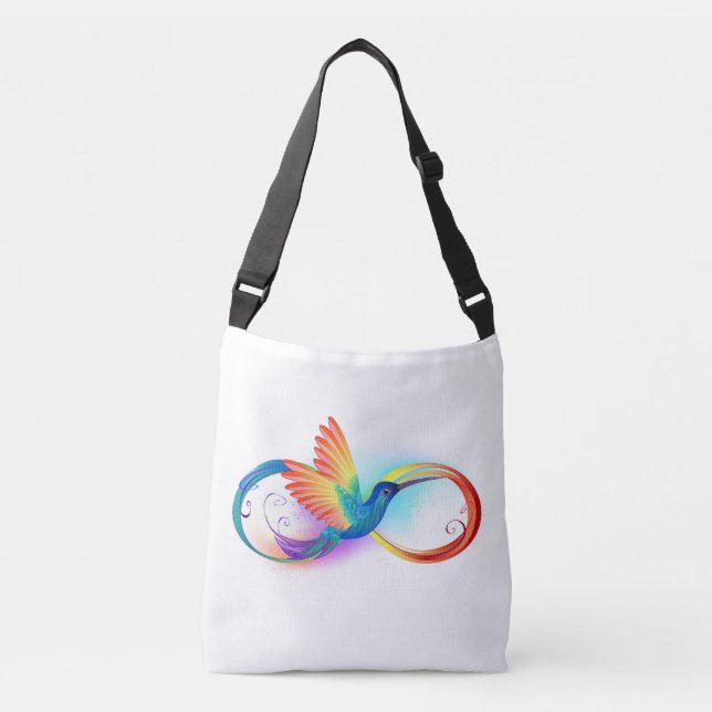 Rainbow Hummingbird med oändlighetssymbol Axelväska (Framsida)