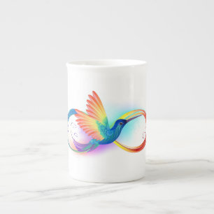 Rainbow Hummingbird med oändlighetssymbol Benporslin Mugg