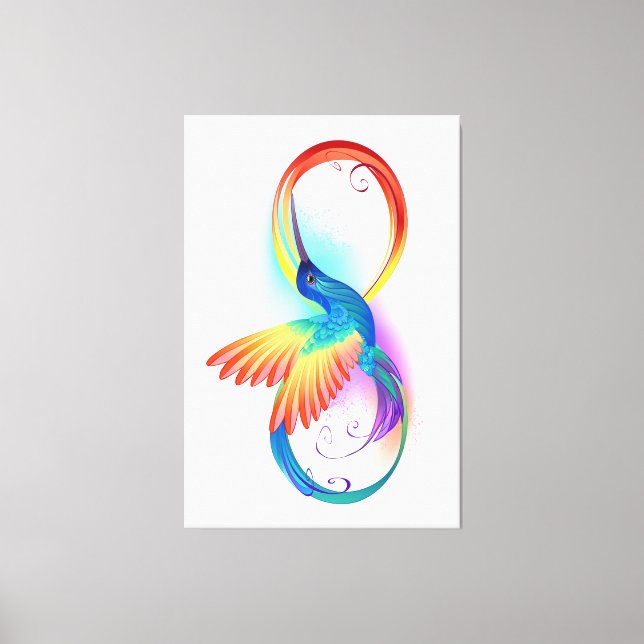 Rainbow Hummingbird med oändlighetssymbol Canvastryck (Framsida)