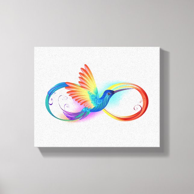 Rainbow Hummingbird med oändlighetssymbol Canvastryck (Framsida)