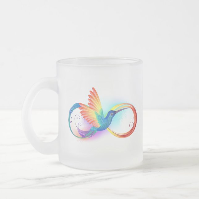 Rainbow Hummingbird med oändlighetssymbol Frostad Glasmugg (Vänster)