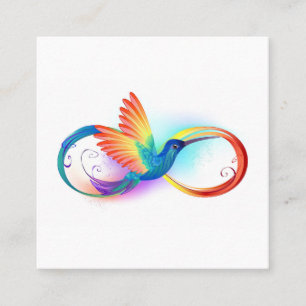 Rainbow Hummingbird med oändlighetssymbol Fyrkantigt Visitkort