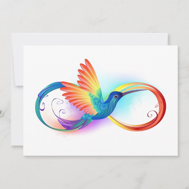 Rainbow Hummingbird med oändlighetssymbol Inbjudningar (Framsida)
