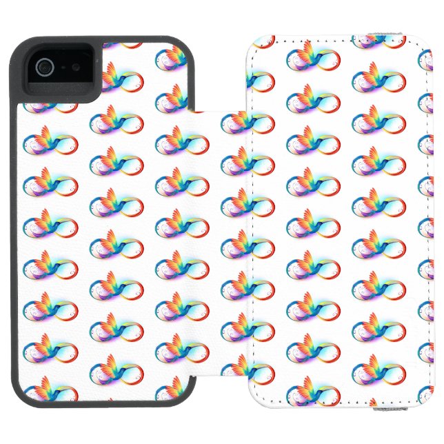 Rainbow Hummingbird med oändlighetssymbol Incipio iPhone Wallet Skal (Folio Öppen)