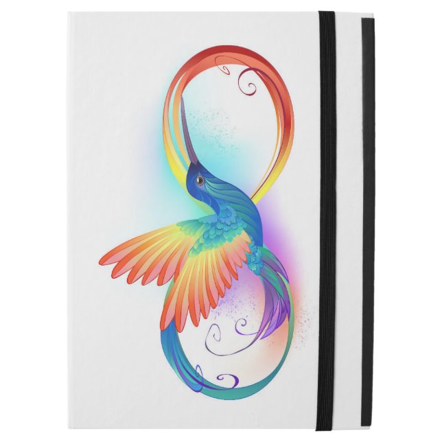 Rainbow Hummingbird med oändlighetssymbol iPad Pro 12.9" Skal (Framsida stängd)