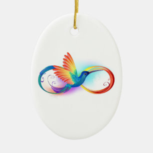 Rainbow Hummingbird med oändlighetssymbol Julgransprydnad Keramik