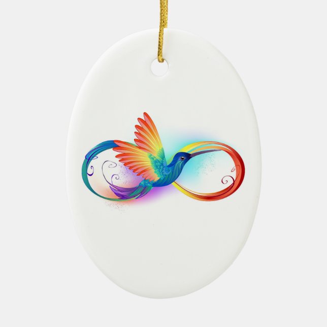 Rainbow Hummingbird med oändlighetssymbol Julgransprydnad Keramik (Framsidan)