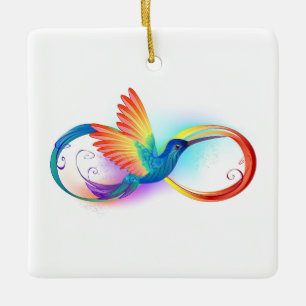 Rainbow Hummingbird med oändlighetssymbol Julgransprydnad Keramik