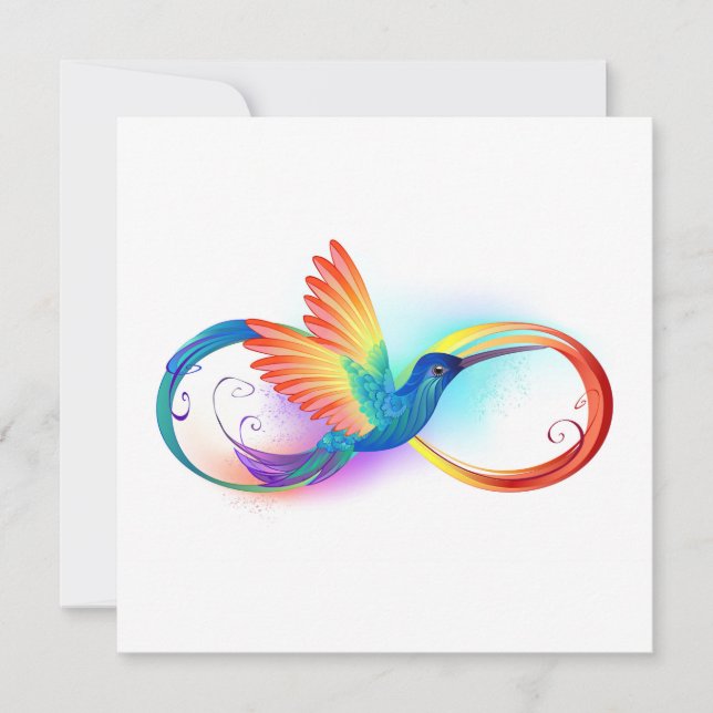 Rainbow Hummingbird med oändlighetssymbol Julkort (Framsida)