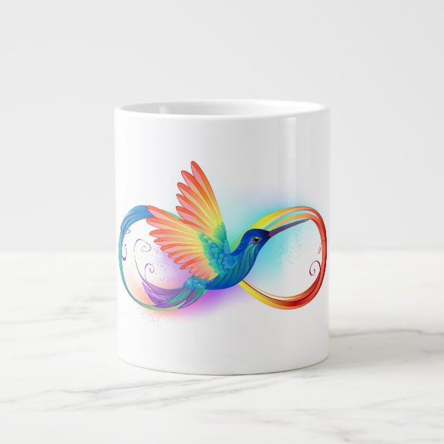 Rainbow Hummingbird med oändlighetssymbol Jumbo Mugg (Framsidan)