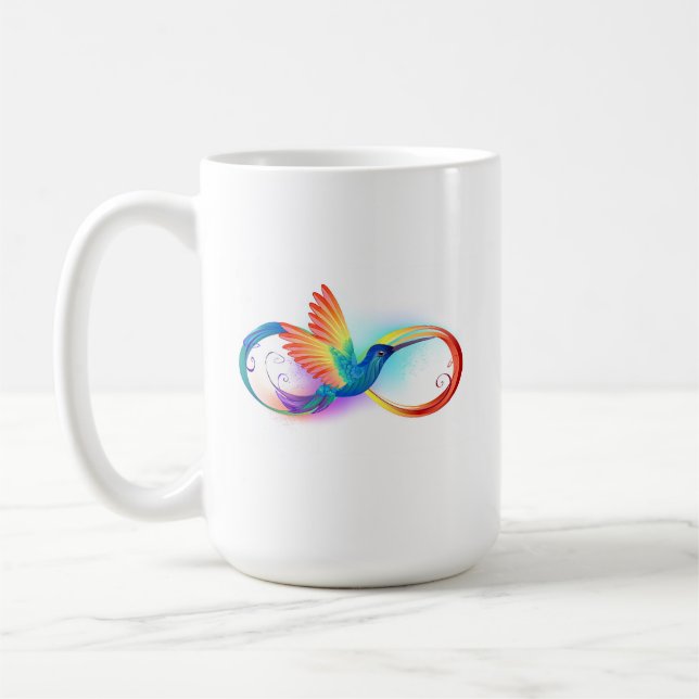 Rainbow Hummingbird med oändlighetssymbol Kaffemugg (Vänster)