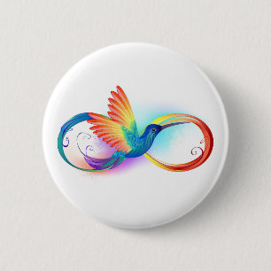 Rainbow Hummingbird med oändlighetssymbol Knapp