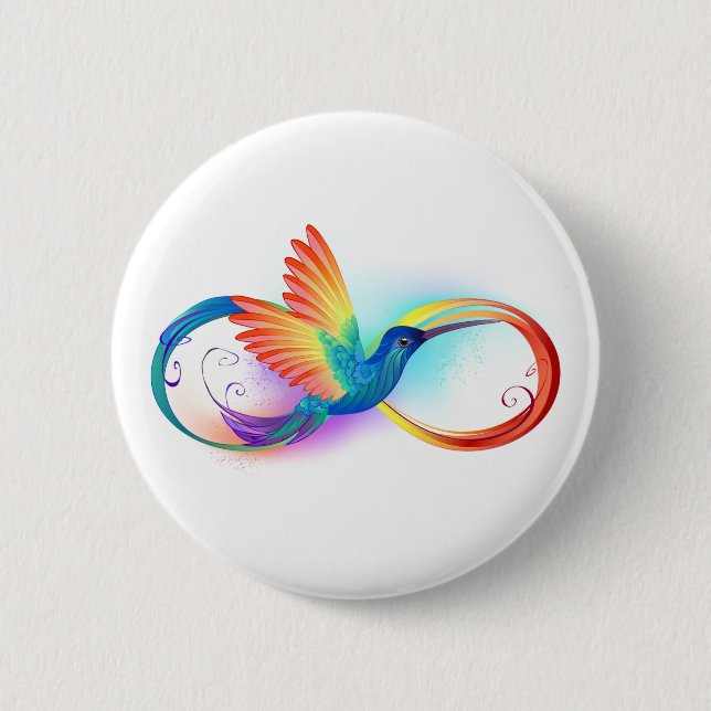 Rainbow Hummingbird med oändlighetssymbol Knapp (Framsida)