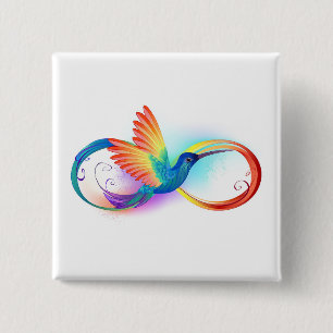 Rainbow Hummingbird med oändlighetssymbol Knapp