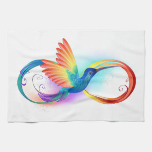 Rainbow Hummingbird med oändlighetssymbol Kökshandduk