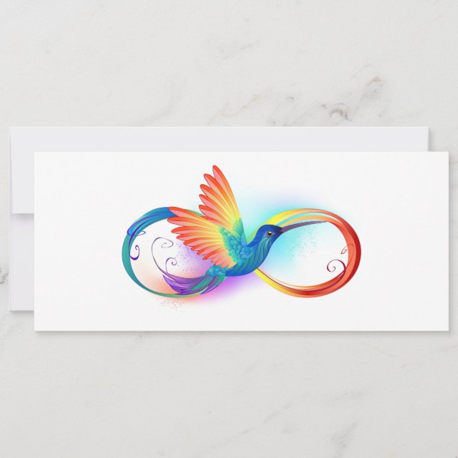 Rainbow Hummingbird med oändlighetssymbol Kort (Framsida)