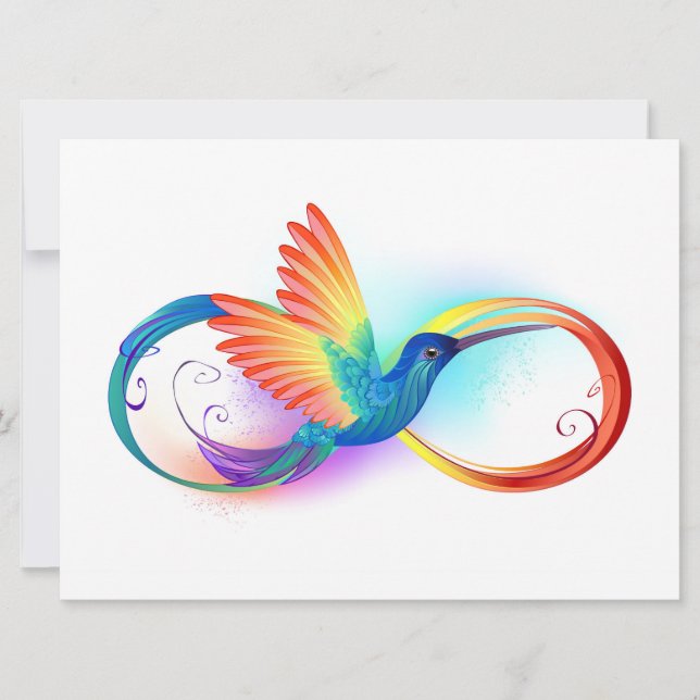 Rainbow Hummingbird med oändlighetssymbol Kort (Framsida)