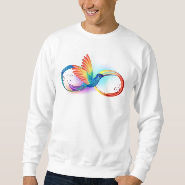 Rainbow Hummingbird med oändlighetssymbol Lång Ärmad Tröja (Framsida)