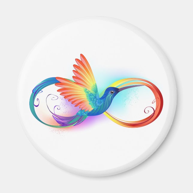Rainbow Hummingbird med oändlighetssymbol Magnet (Framsidan)