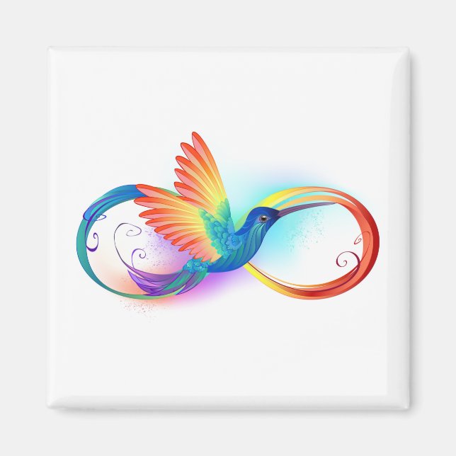 Rainbow Hummingbird med oändlighetssymbol Magnet (Framsidan)