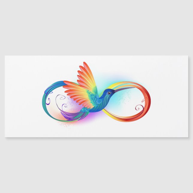 Rainbow Hummingbird med oändlighetssymbol Magnetisk Inbjudningskort (Framsida)