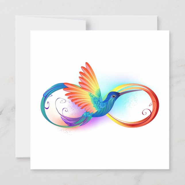 Rainbow Hummingbird med oändlighetssymbol Magnetisk Inbjudningskort (Framsida)