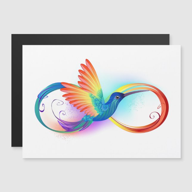 Rainbow Hummingbird med oändlighetssymbol Magnetisk Inbjudningskort (Fram/baksida)