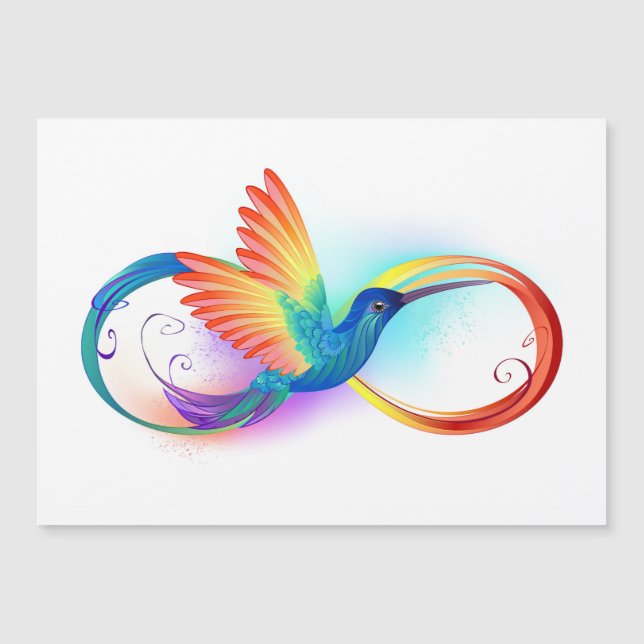 Rainbow Hummingbird med oändlighetssymbol Magnetisk Inbjudningskort (Framsida)