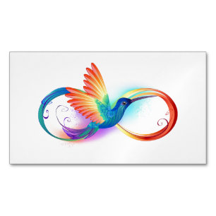 Rainbow Hummingbird med oändlighetssymbol Magnetiska Visitkort