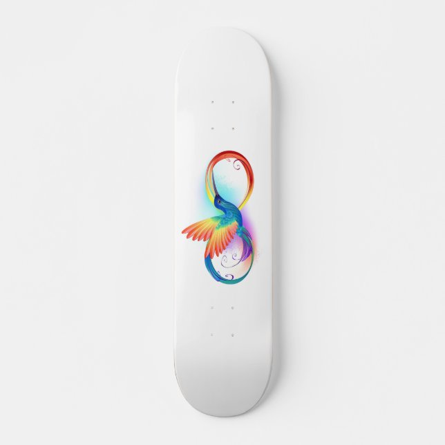 Rainbow Hummingbird med oändlighetssymbol Mini Skateboard Bräda 18,5 Cm (Framsida)
