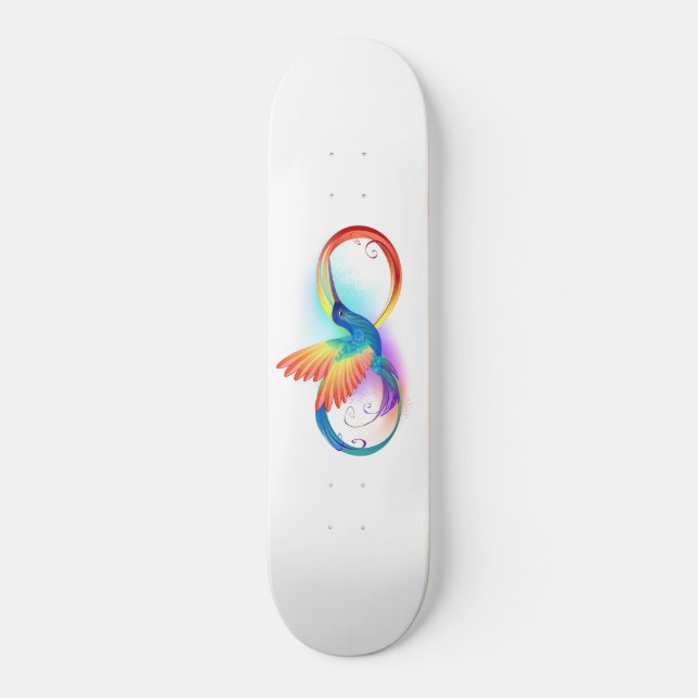 Rainbow Hummingbird med oändlighetssymbol Mini Skateboard Bräda 18,5 Cm (Framsida)
