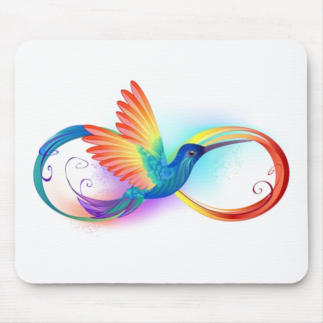 Rainbow Hummingbird med oändlighetssymbol Musmatta (Framsidan)