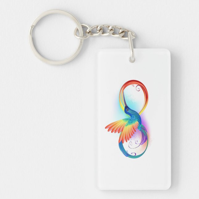 Rainbow Hummingbird med oändlighetssymbol Nyckelring (Framsidan)