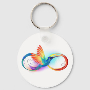 Rainbow Hummingbird med oändlighetssymbol Nyckelring