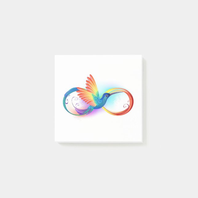 Rainbow Hummingbird med oändlighetssymbol Post-it Block (Framsida)