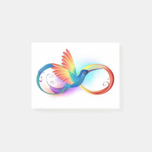 Rainbow Hummingbird med oändlighetssymbol Post-it Block (Framsida)