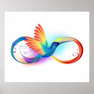 Rainbow Hummingbird med oändlighetssymbol Poster