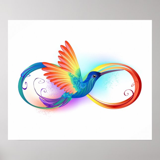 Rainbow Hummingbird med oändlighetssymbol Poster (Framsidan)