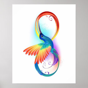 Rainbow Hummingbird med oändlighetssymbol Poster