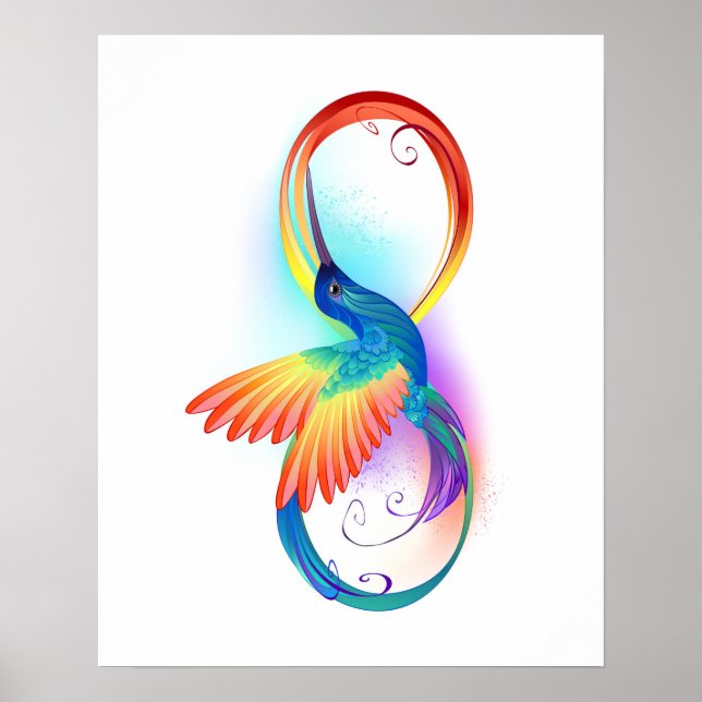 Rainbow Hummingbird med oändlighetssymbol Poster (Framsidan)