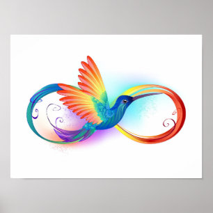 Rainbow Hummingbird med oändlighetssymbol Poster
