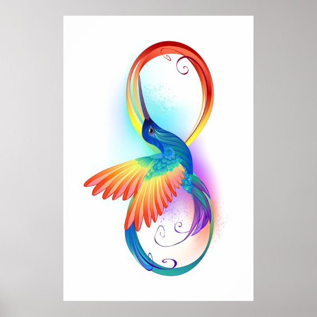 Rainbow Hummingbird med oändlighetssymbol Poster (Framsidan)