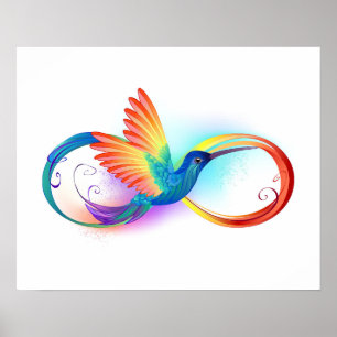 Rainbow Hummingbird med oändlighetssymbol Poster