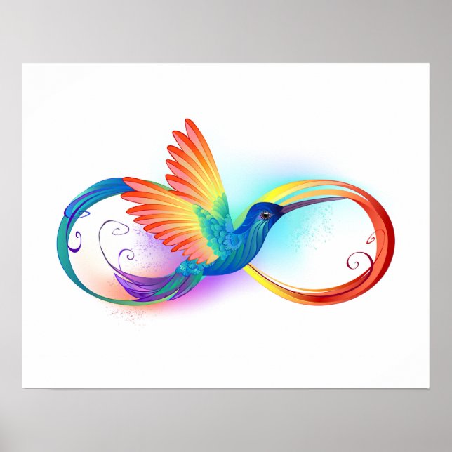 Rainbow Hummingbird med oändlighetssymbol Poster (Framsidan)