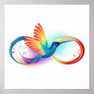 Rainbow Hummingbird med oändlighetssymbol Poster