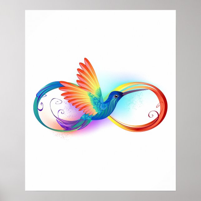 Rainbow Hummingbird med oändlighetssymbol Poster (Framsidan)