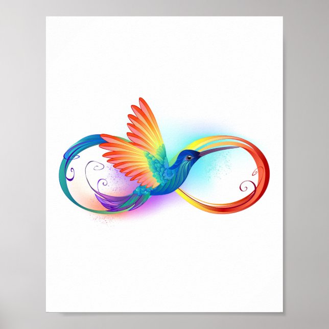 Rainbow Hummingbird med oändlighetssymbol Poster (Framsidan)