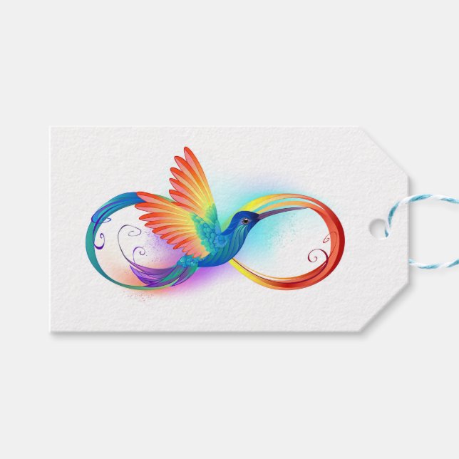 Rainbow Hummingbird med oändlighetssymbol Presentetikett (Framsidan (Horisontell))