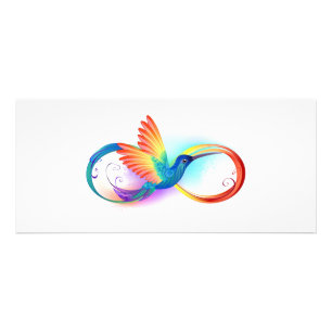 Rainbow Hummingbird med oändlighetssymbol Reklamkort